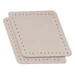Заплатки пришивные из кожи, ромб 6х8,4см с перфорацией, 2 шт, 100% кожа, 06 бежевый, 9115
