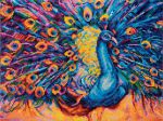 Алмазная (кристальная) мозаика Фрея ALPD-140, на подрамнике Яркий павлин, 40х30 см