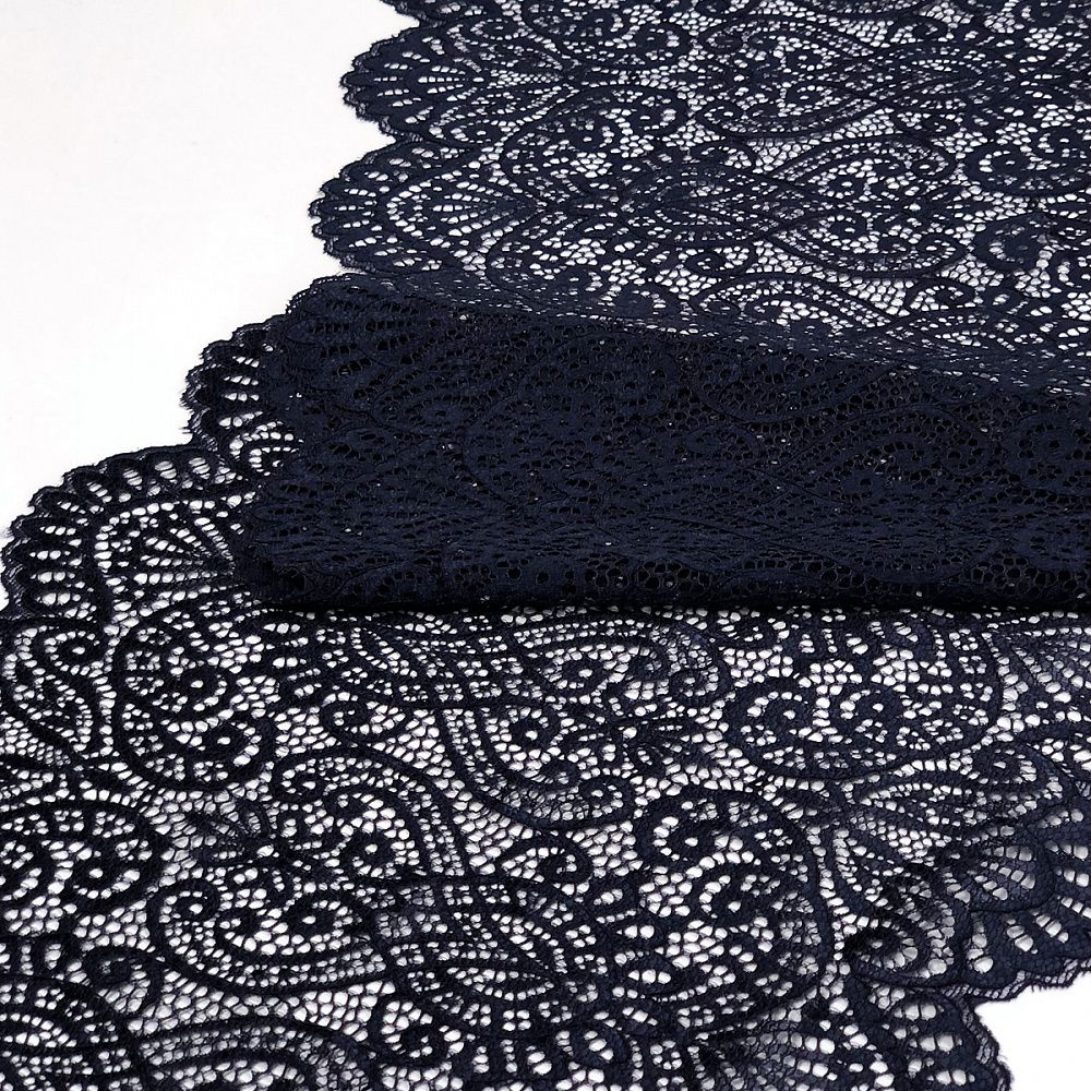 Кружево бельевое эластичное 225 мм / 120 м, 40992 цв.L061 т.синий, Kruzhevo