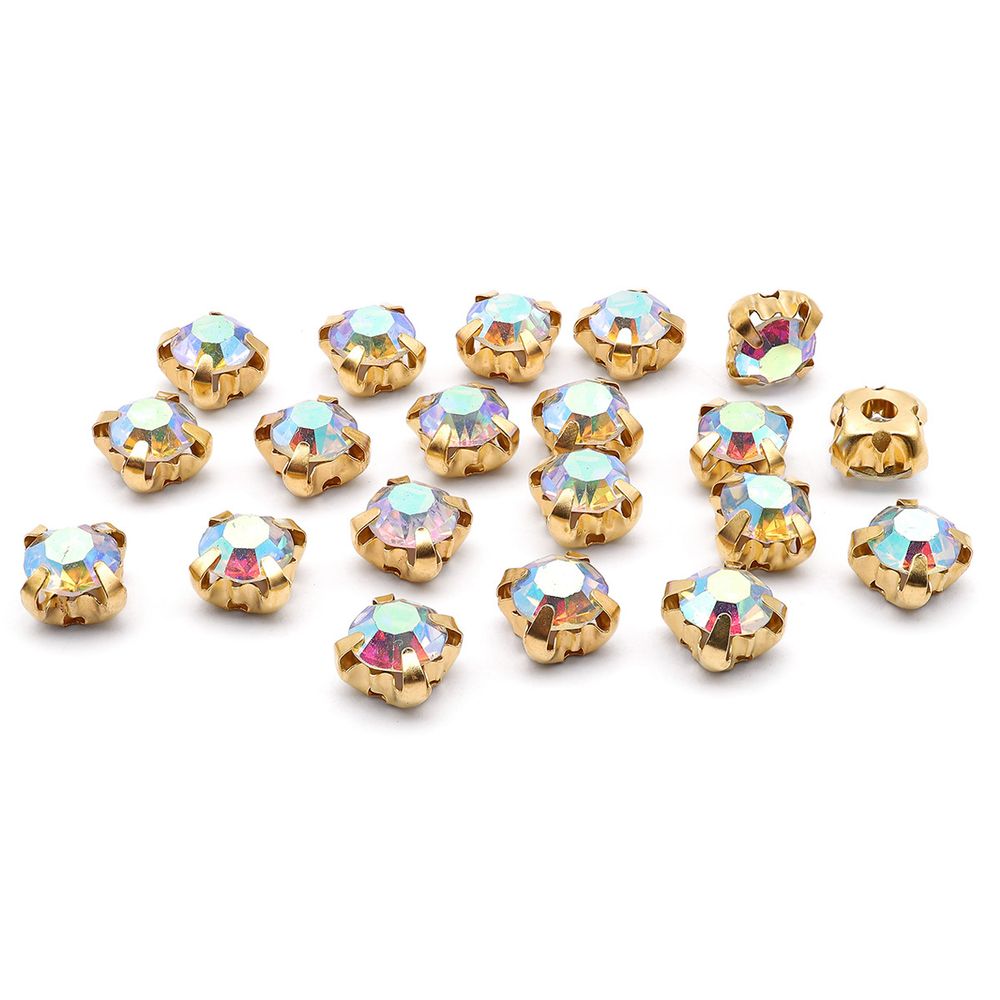 Хрустальные стразы в цапах круглые (золото) белый (с покрытием) 6х6мм, 20 шт/упак Astra&Craft, ЗЦ001ДС66