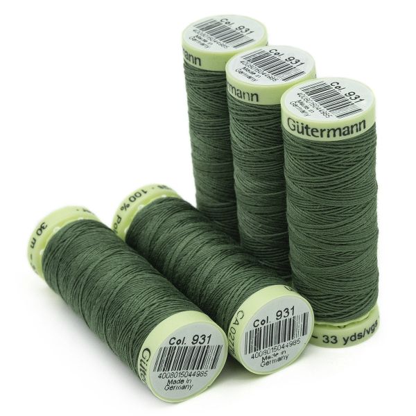 Нитки отделочные Gutermann Top Stitch, 30м, 931 зеленый мох, 5 катушек