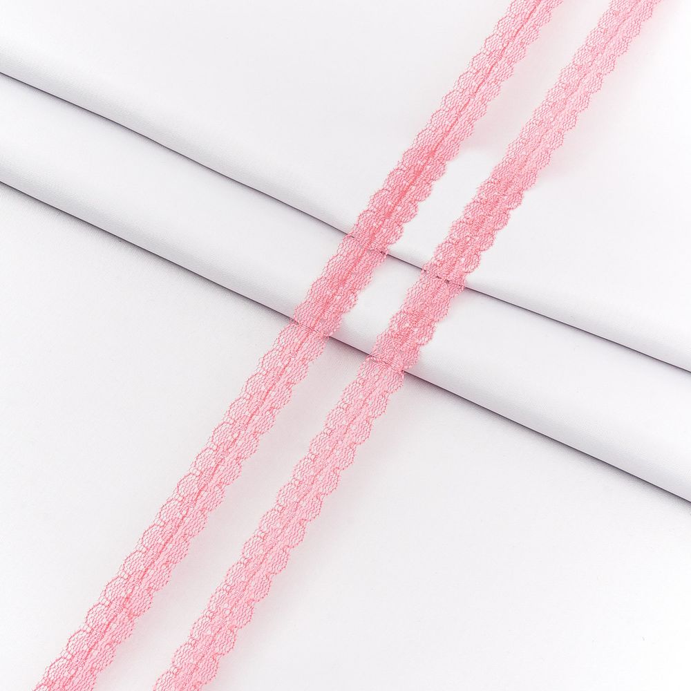 Кружево капроновое 14 мм / 30 метров, 140, 100% п/э, цв. розовый, 26787