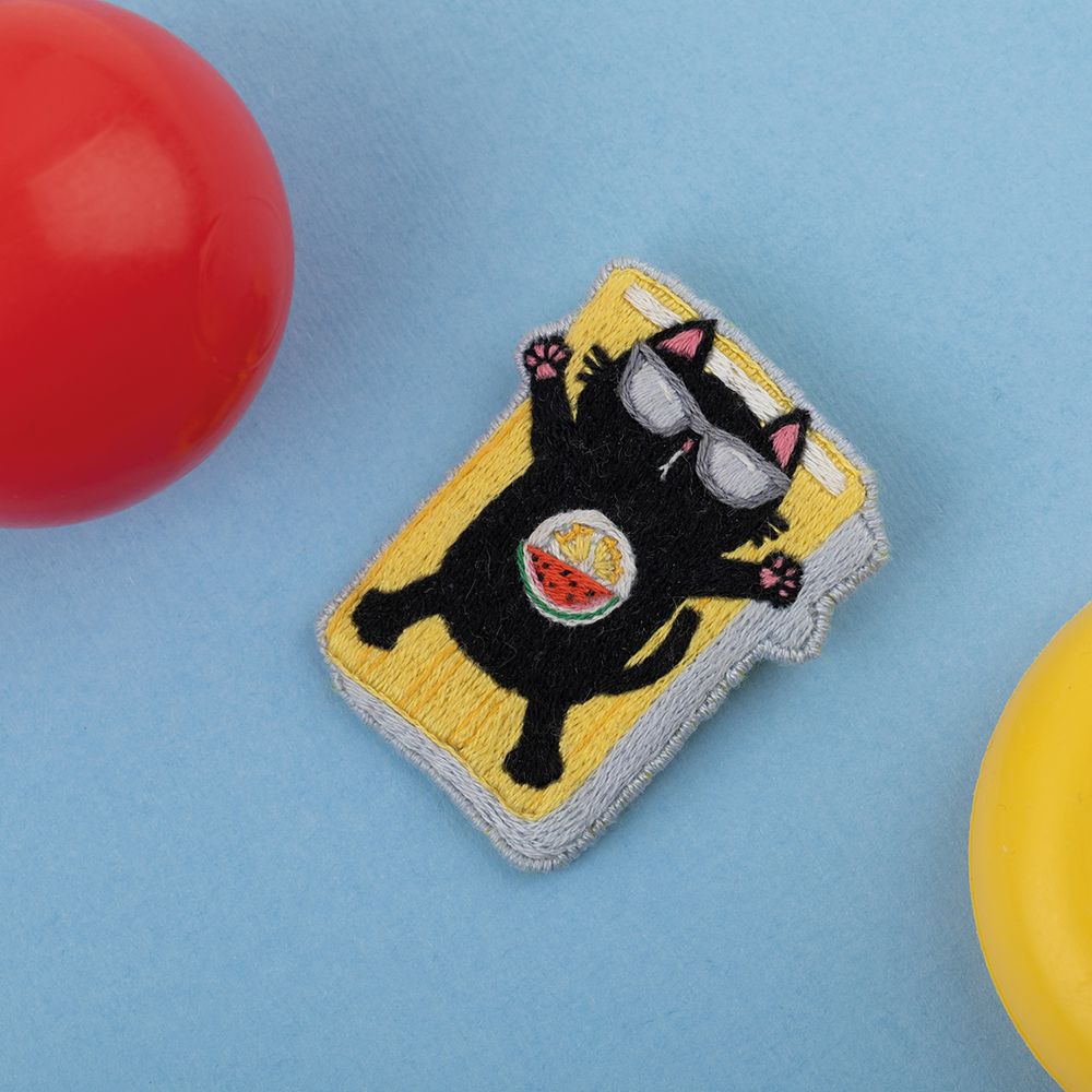 Набор для вышивания нитками Panna Живая картина JK-2341, Брошь. Котик на отдыхе, 4х5 см