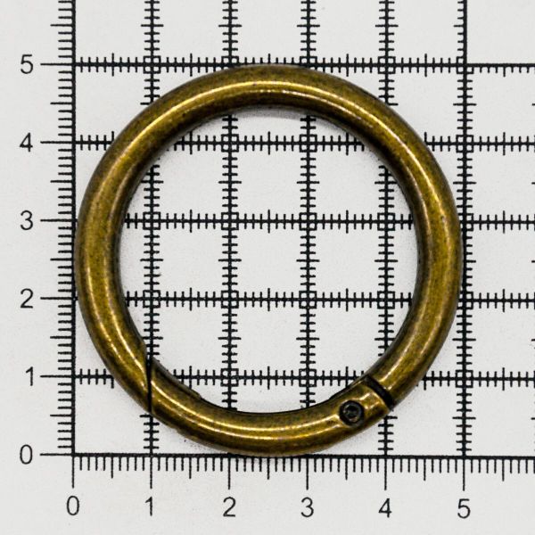 Карабин металл кольцо 38 мм (50х50 мм), латунь, 5 шт