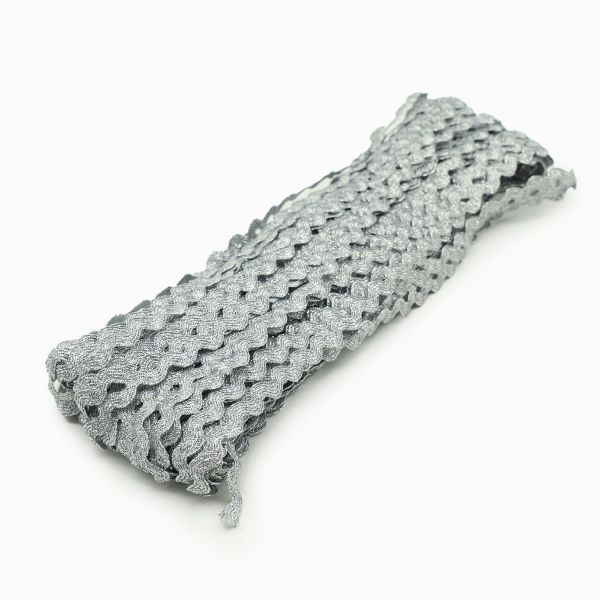 Тесьма вьюнчик с люрексом, 7 мм, 30 м (серебро), 30 м