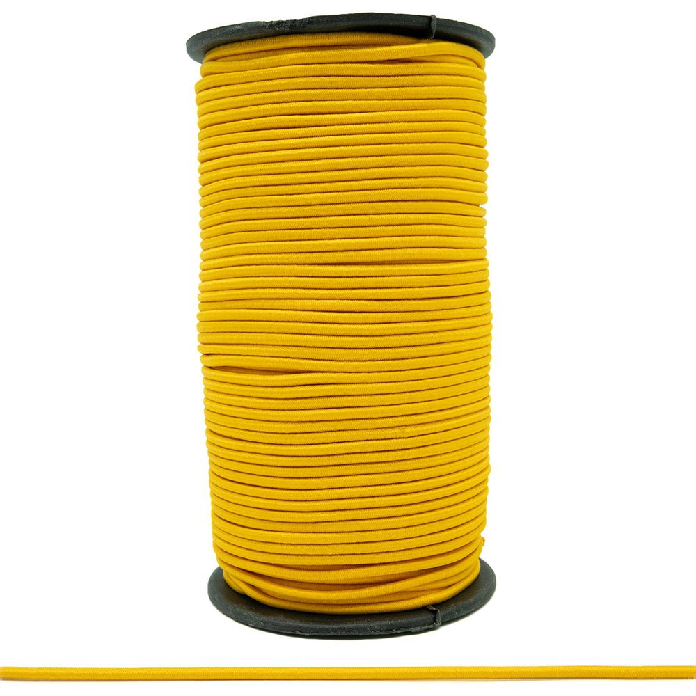 Резинка шляпная (шнур эластичный) ⌀3.0 мм / 100 метров, 0370-0300В, С056 желто-оранжевый