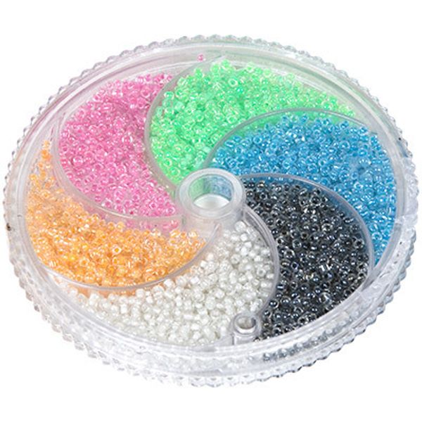 Набор бисера для рукоделия №6 ассорти прозр. с цвет. отверстием, Zlatka SBR