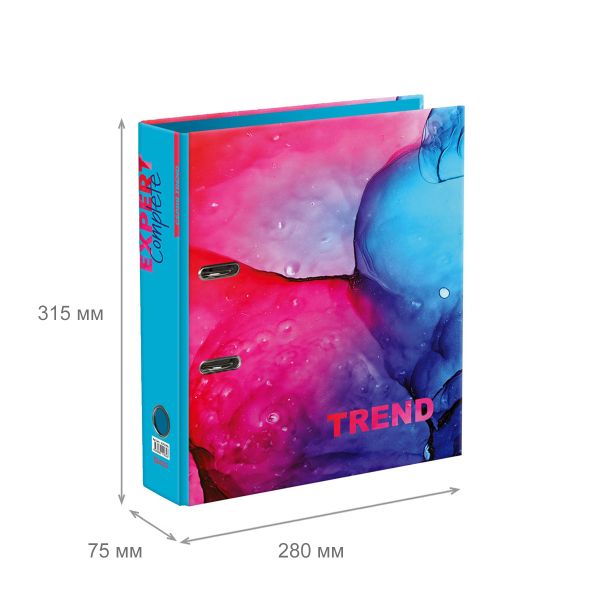 Регистратор ламинированный Marbling 75 мм, 10 шт, Trend A4 арочный механизм, бирюзовый EC751701, Expert Complete