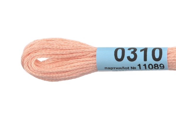Мулине Gamma 100% хлопок, цв.0310 св-персиковый, 24 мотка по 8 метров