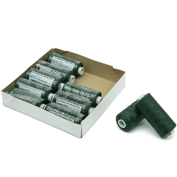 Нитки швейные бытовые Bestex 40/2, 365 м (400 ярд) / 10 кат., 371 темно-зеленый