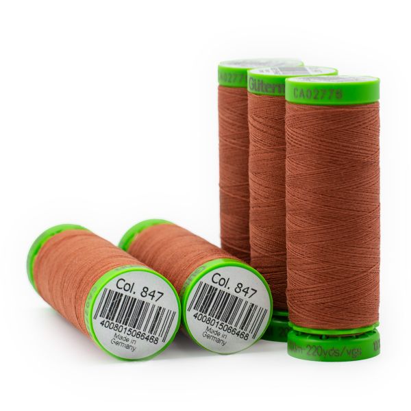 Нитки для тонких тканей Gutermann Extra Fine 150, 200м, 847 медно-коричневый, 5 катушек