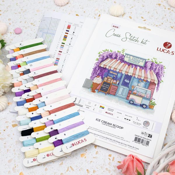 Набор для вышивания нитками Luca-S, Коробочка с мороженым, 24х20см