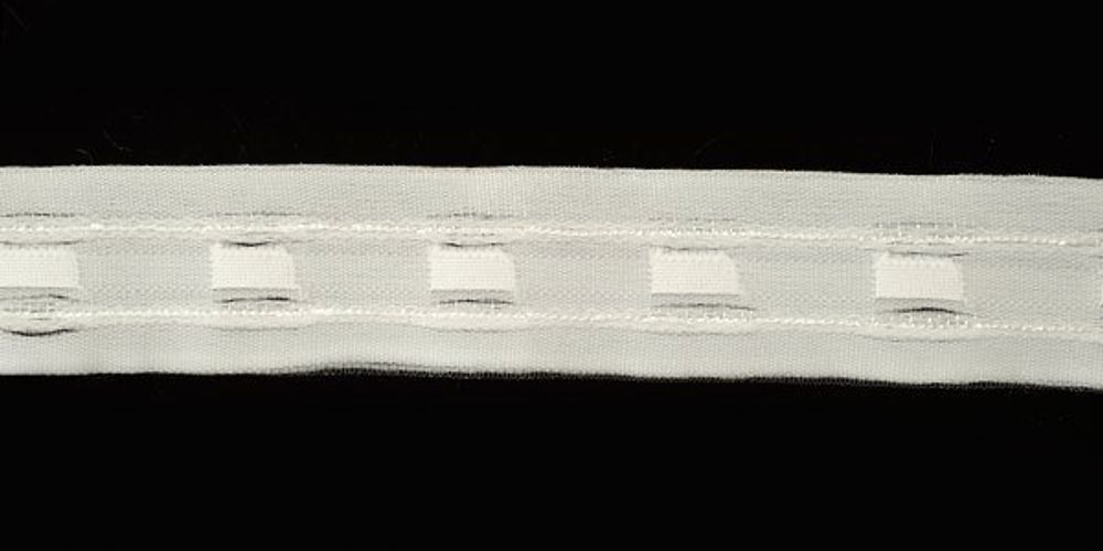 Лента (тесьма) шторная: сборка карандаш (1:2.5) 32 мм / 100 метров, арт.09с3546 цв.белый