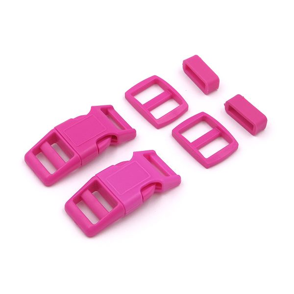 Фастекс (пряжка трезубец), рамка и рамка-регулятор 15мм, пластик, (2 компл.) Hobby&Pro, розовый, A03001037-15