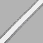 Резинка декоративная металлик 24.0 мм / 25 метров, белый/серебро, S090301