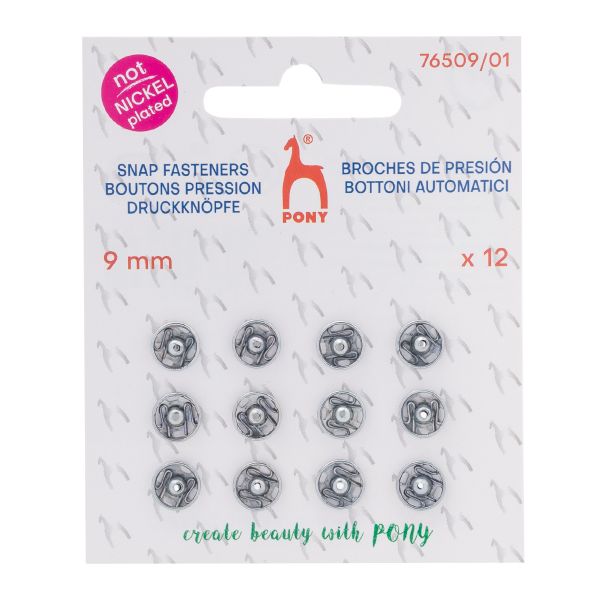 Кнопки пришивные металл 9 мм, серебристый, без никеля, 12 шт, Pony, 76509/01