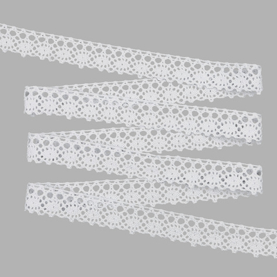 Кружево вязаное (тесьма) хлопковое 22 мм / 25 метров, одностор. (01 белый)