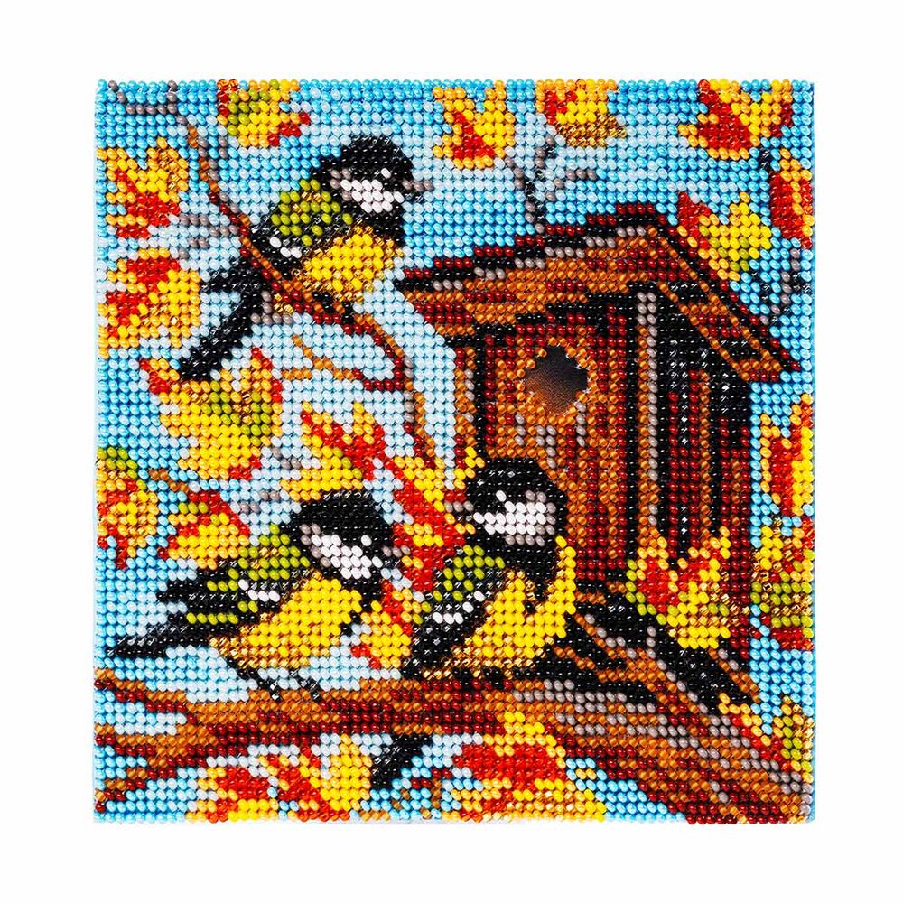 Набор для вышивания бисером Кроше (Радуга бисера) Т29_5206, Синички 14х14см