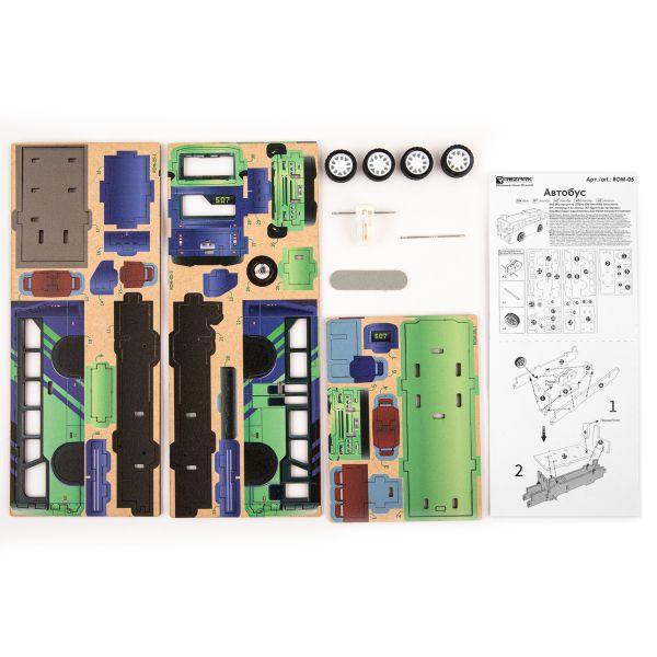 Пазл объемный 3D, 30 элементов, Серия Транспорт (мини) Автобус, Rezark ROM-05
