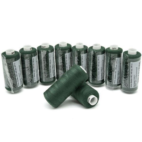 Нитки швейные бытовые Bestex 40/2, 365 м (400 ярд) / 10 кат., 371 темно-зеленый