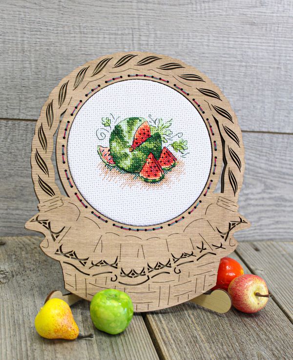 Набор для вышивания нитками МП Студия (Жар-птица), Сахарный арбуз, 7х8 см