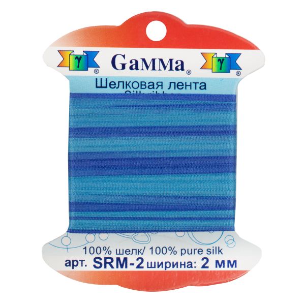 Лента (тесьма) шелковая 2.0 мм / 9.1±0.5 метров, M118 св.синий/фиолетовый, Gamma SRM-2
