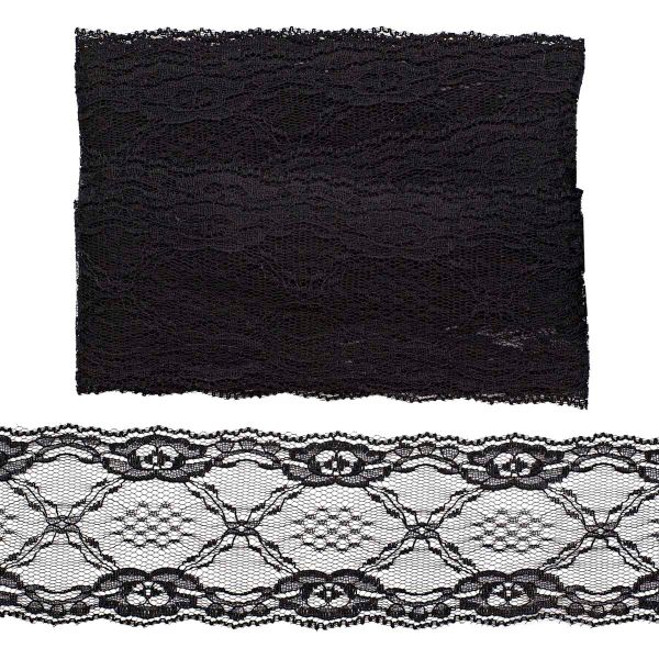 Кружево на сетке 68 мм, 6,8 м, ±4 см, WL-84, черный