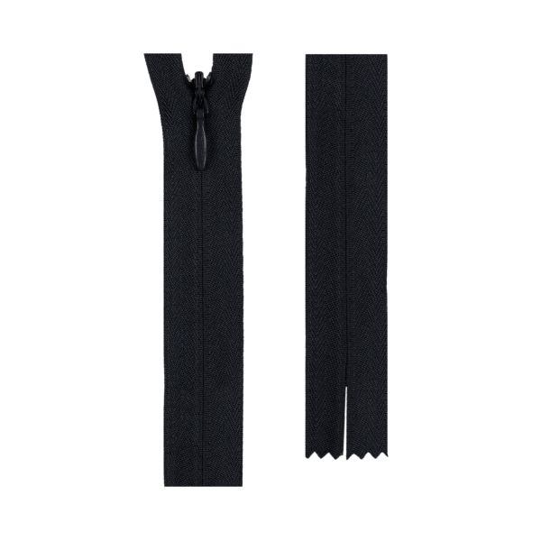 Молния потайная (скрытая) Т3 (3 мм) 1 зам., н/раз., 18 см, сатин (плотная), черный 310, G013P Gamma, 10 шт