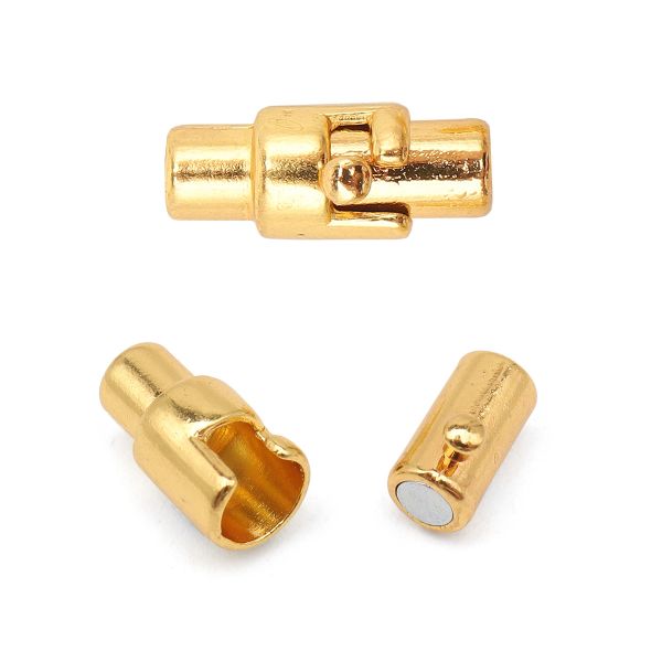 Замок магнитно-поворотный для круглого шнура 3х15мм, 2 шт в упак, Астра, светлое золото, 4AR358