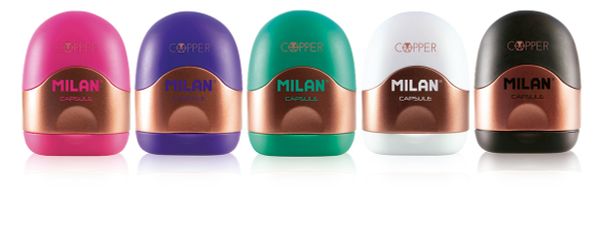 Точилка пластиковая Capsule Cooper 1 отверстие 24 шт, ассорти 20165224CP, Milan