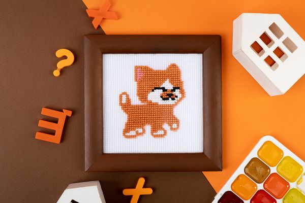 Набор для вышивания нитками Klart, Детские истории. Котёнок, 12х11 см