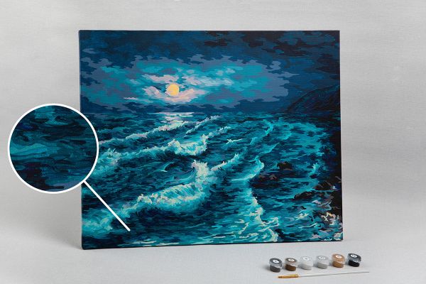 Картина по номерам Фрея, Лунная ночь на море, 50х40 см