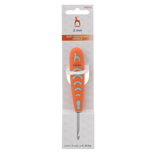 Крючок для вязания Pony ⌀3.0 мм, 13 см, алюминий, с эргономичной ручкой, 59805