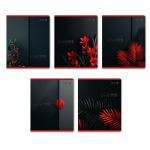 Тетрадь ученическая общая, софт-тач ламинация + выборочный лак, A5+ 96 л. на скобе 65 г/м², белизна 100 %, 5 шт, клетка, 01004 Тень полуночного сада, Светоч 96Т17