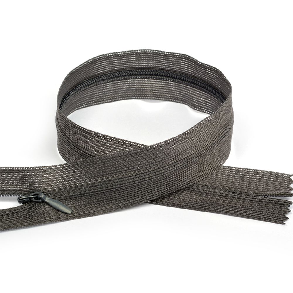 Молния потайная (скрытая) Т3 (3 мм) 1 зам., н/раз., 50 см, цв.S301 т.серый уп.50 шт