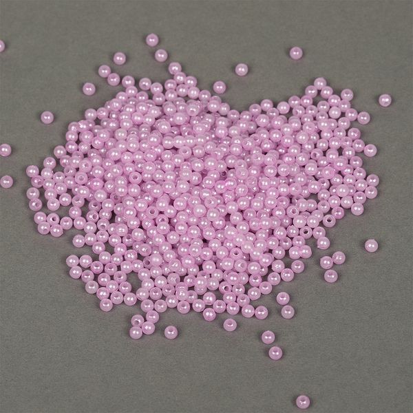 Бусины пластик (перламутр) ⌀4 мм, цв.092 сиреневый уп.50г (1500 шт), Magic4Hobby