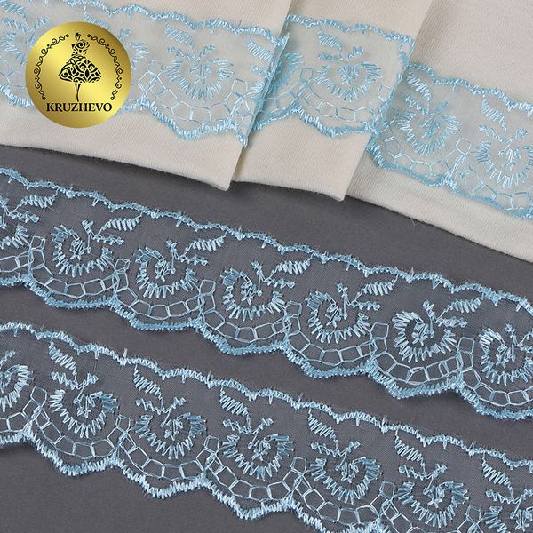 Кружево капроновое 45 мм / 9.14 м, TBS.30010 цв.047 (267) голубой, Kruzhevo