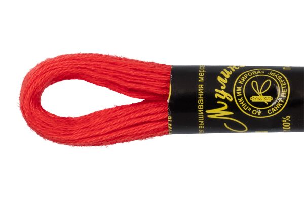 Мулине ПНК им.Кирова цв.0716 красно-оранжевый, Россия, 24 мотка по 8 метров