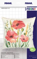 Набор для вышивания нитками Panna, Подушка. Алые маки, 35х35 см, Panna