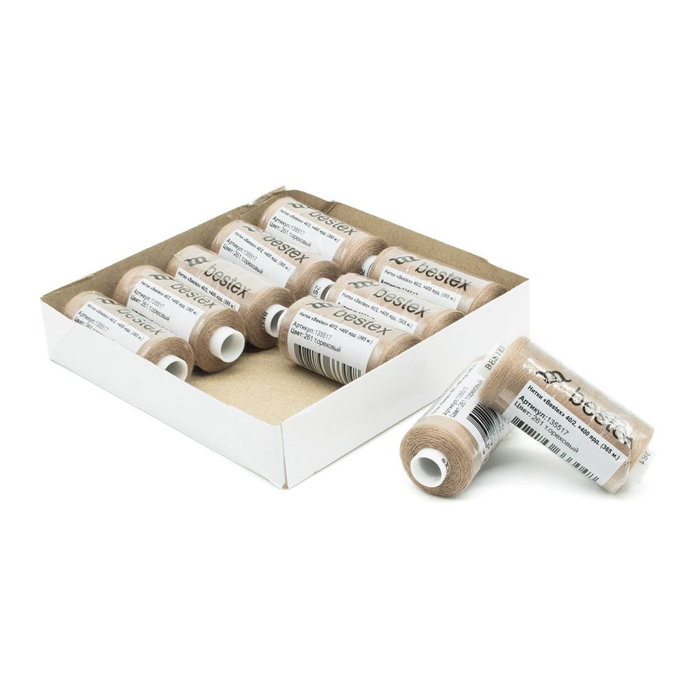 Нитки швейные бытовые Bestex 40/2, 365 м (400 ярд) / 10 кат., 261 пыльно-персиковый