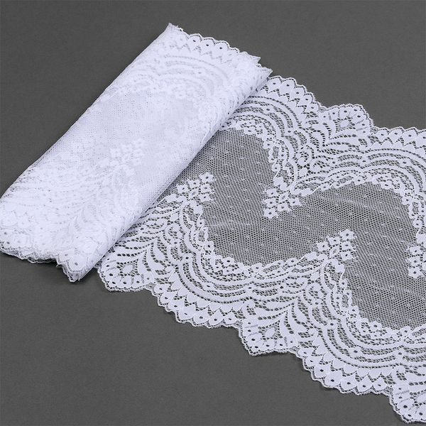 Кружево бельевое эластичное 230 мм / 3 м, 8036 цв.01 белый, Kruzhevo