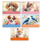 Альбом для рисования 100 г/м², A4 29.5х20.2 см, 40 л. на скобе 5 шт, 01711 Пушистые и пернатые, Светоч А258