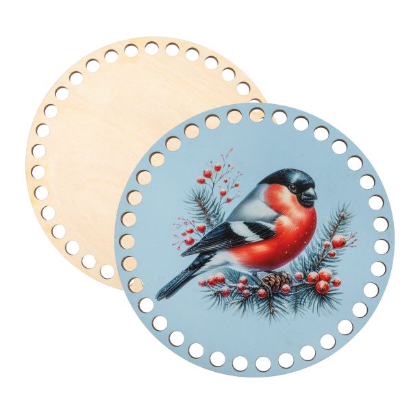 Набор донышек для вязания Матовый фанера ⌀15х0.4 см, 2 шт, 08 Снегирь, Love2art ДВ-02