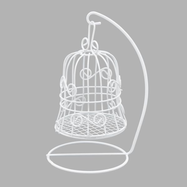 Миниатюра кукольная: Колокольчик на подставке 7х8 см, металл, белый, Y-7080/1