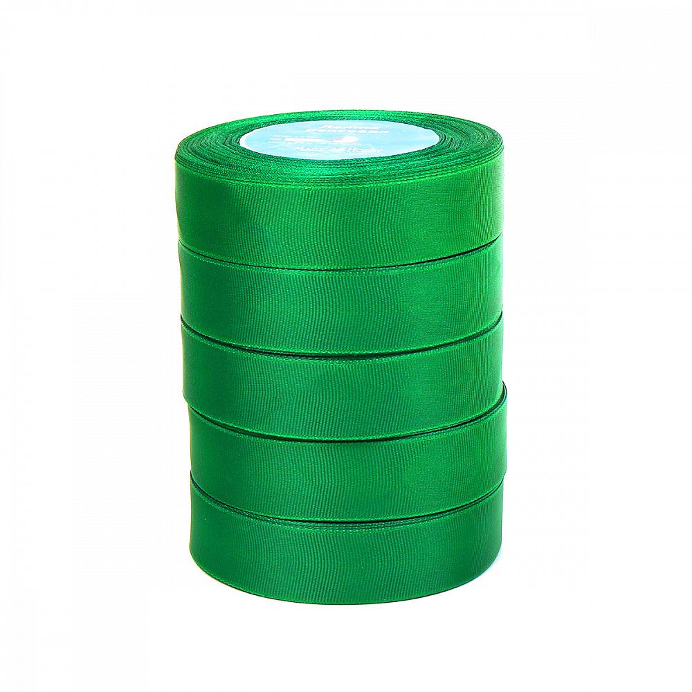 Лента репсовая (в рубчик) 25.0 мм цв.579 ярк.зеленый 5 шт по 22.86м (±1м)