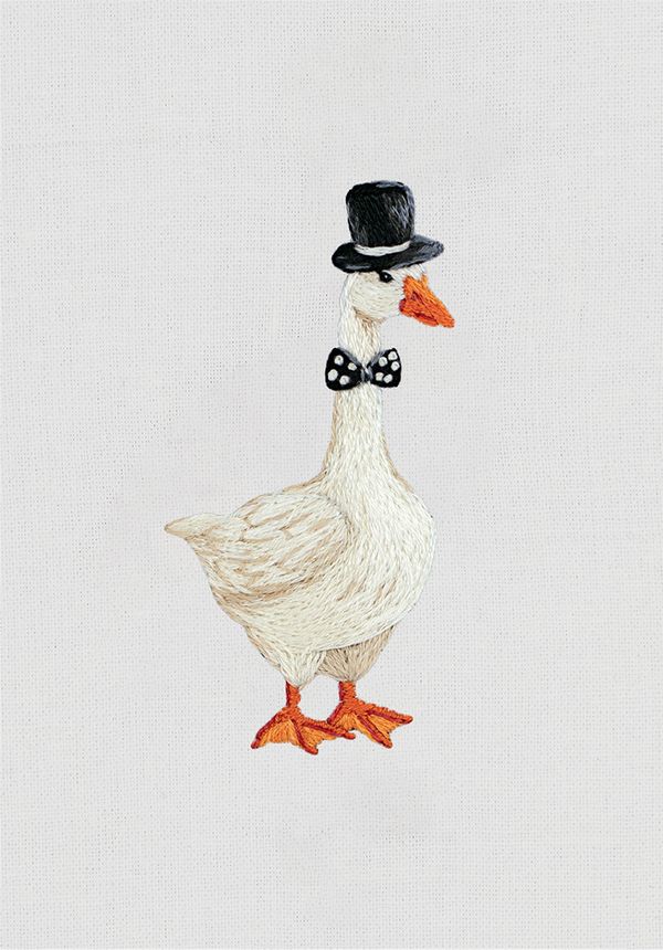 Набор для вышивания нитками Panna Живая картина JK-2317, Гусь в цилиндре, 4х7.5 см