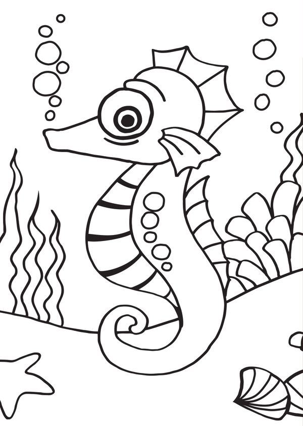 Набор для раскрашивания цветным песком №41 Морской конек, 16.5х23 см, Hobbius SPT-01