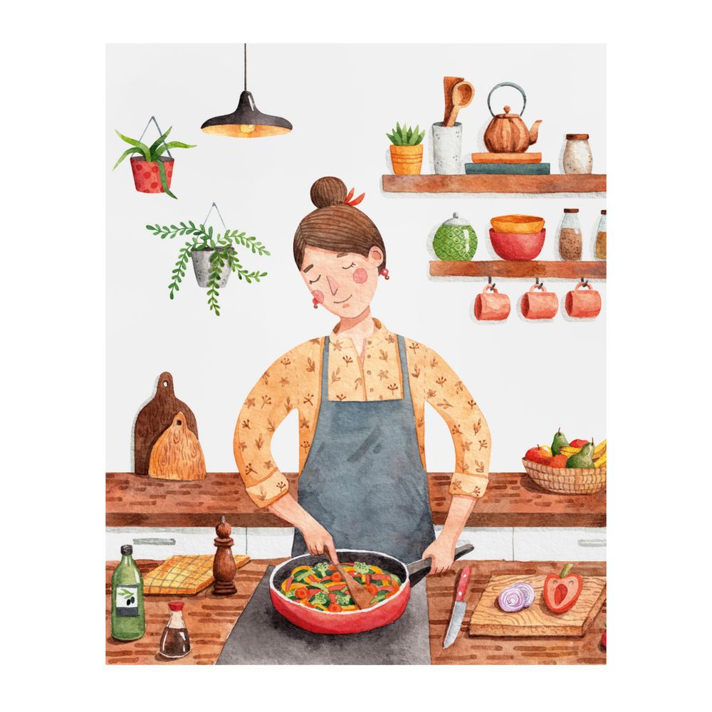 Тетрадь Cozy home A5 48 л. на скобе 60 г/м², 10 шт, клетка, SVT 481921 05 девушка на кухне, Светоч