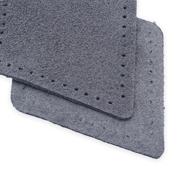 Заплатки пришивные из замши, ромб 6х8,4см с перфорацией, 2 шт, 100% кожа, 26 серый, 59115