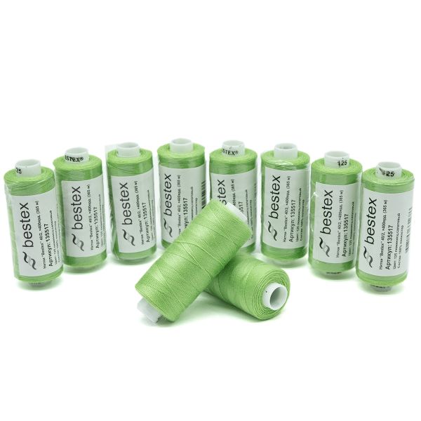 Нитки швейные бытовые Bestex 40/2, 365 м (400 ярд) / 10 кат., 125 неоновый салат